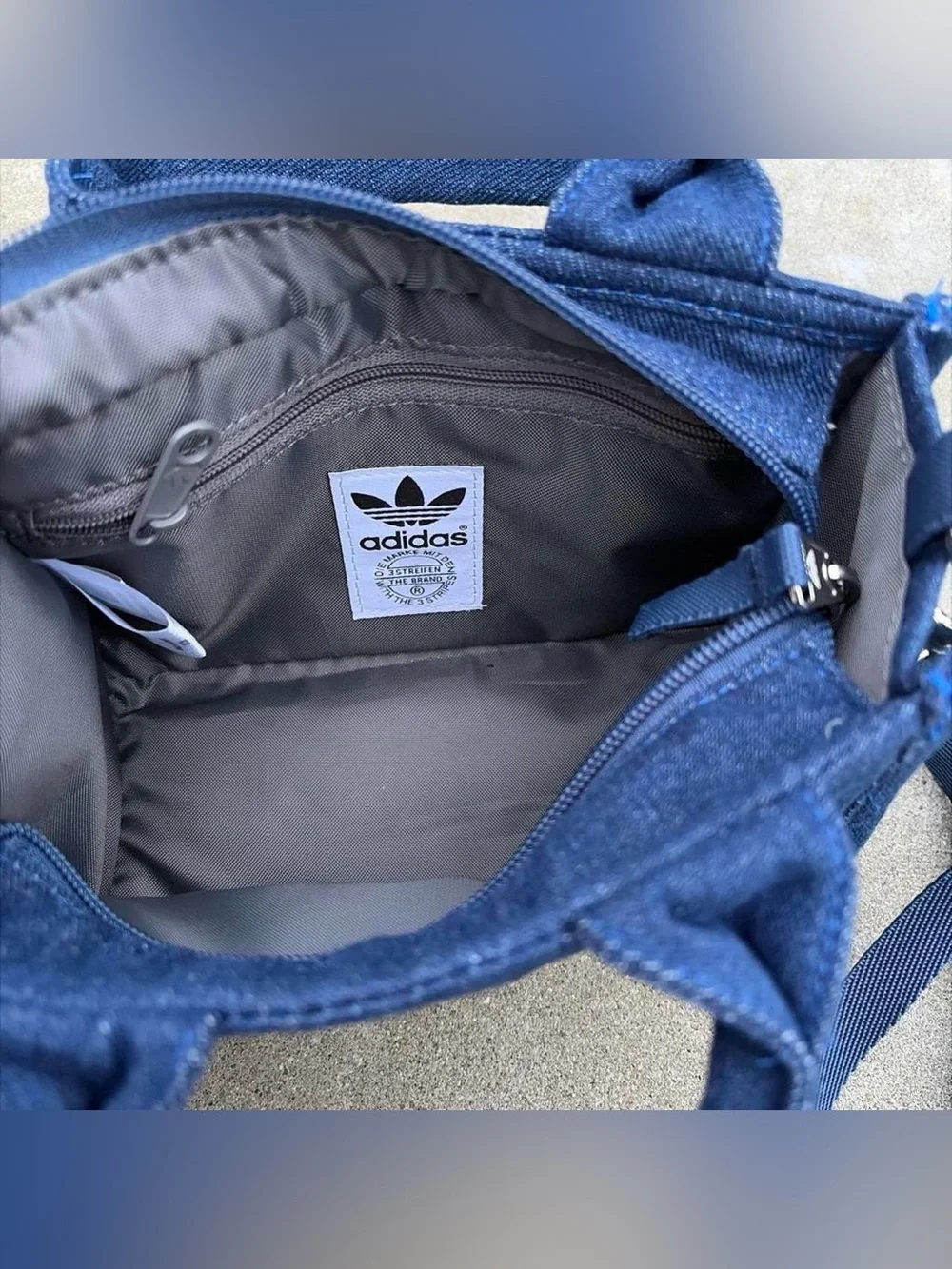 NWT adidas Denim Micro Mini Crossbody Tote Bag Medium Blue Denim KL3574